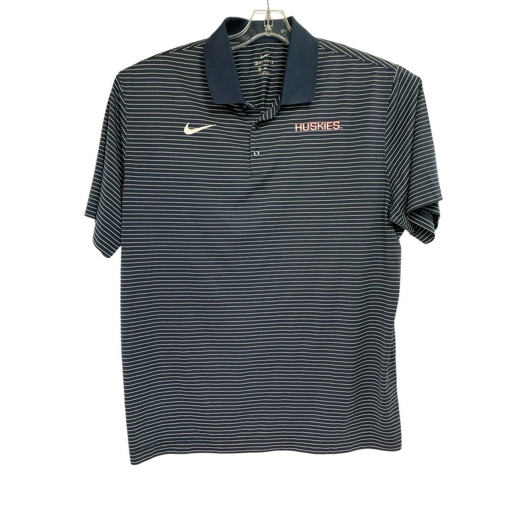 Nike Dri-Fit/Huskies Sz XXL Blue/White Striped Golf Polo Shirt (T25) NW/OTs
